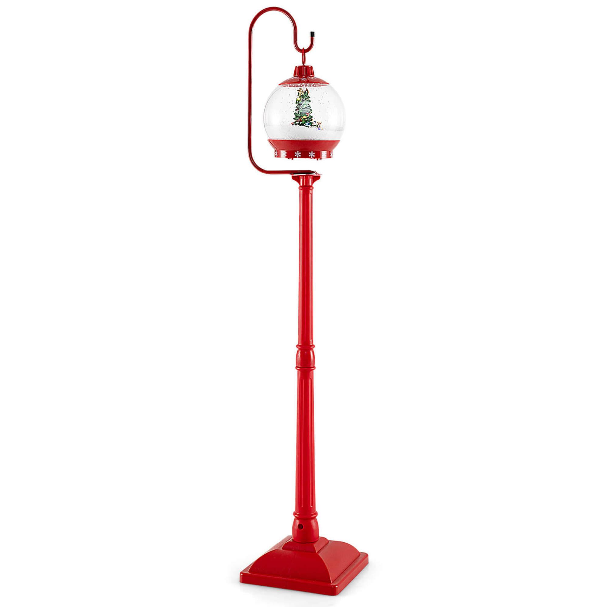 Alt View 8. Costway - Costway 68 Inch Musical Christmas Street Lamp with Sound-Activated Snow Globe Lantern Advent Calendar - Red.