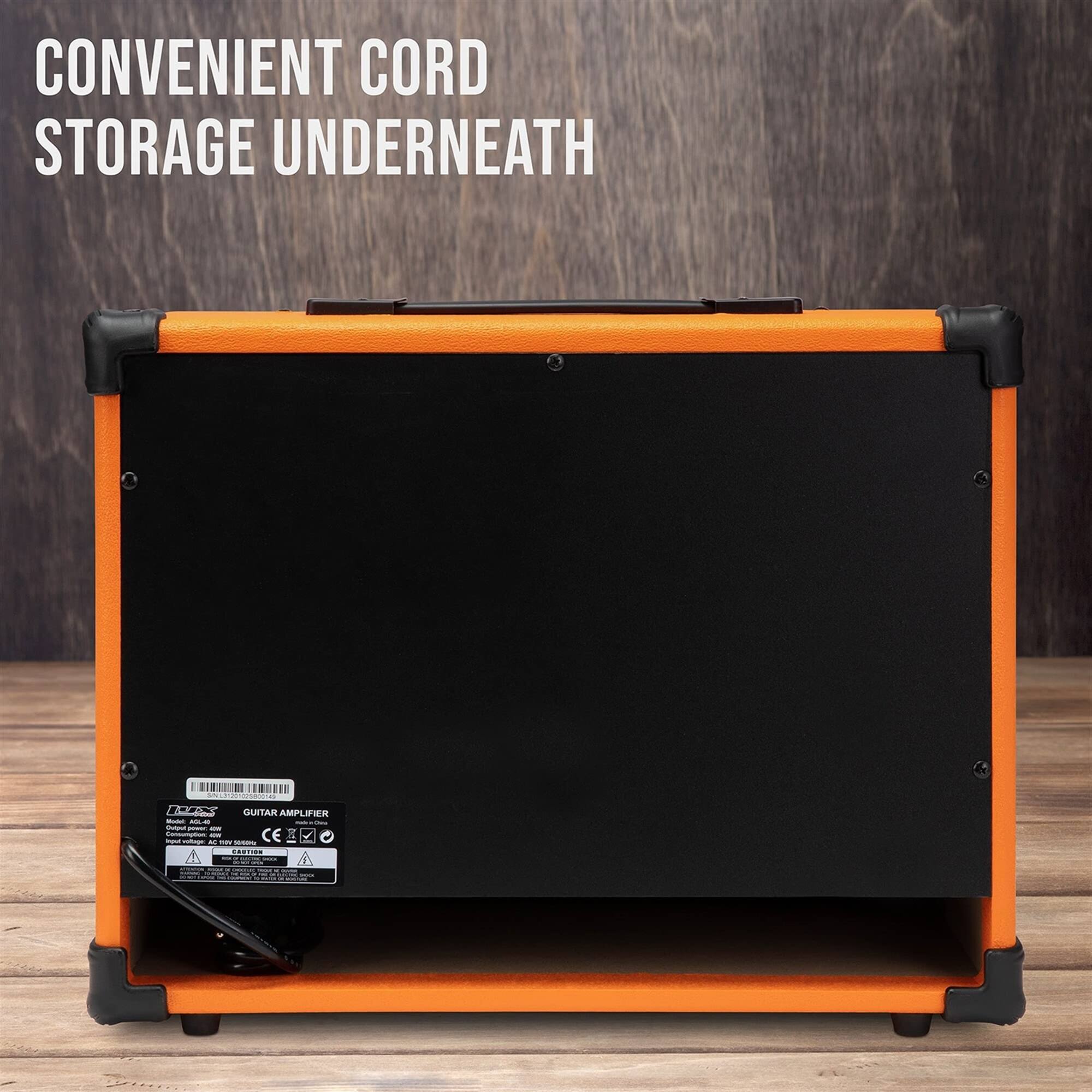 CONVENIENT CORD STORAGE UNDERNEATH

GUITAR AMPLIFIER