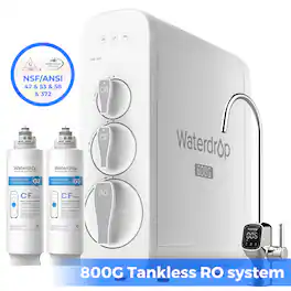 Waterdrop - G3P800 Reverse Osmosis System Extra 2 WD-G3-N1CF Water Filters - White