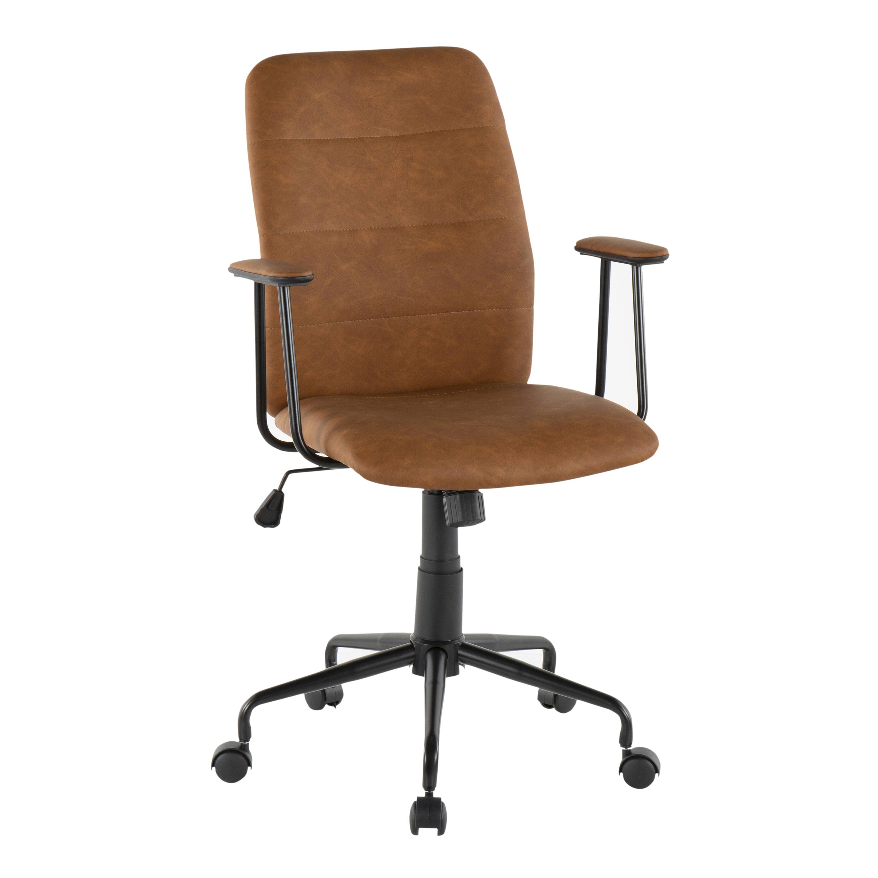 Front. APRILSOUL - Fredrick Contemporary Office Chair in Brown Faux Leather by Lumisource - Brown.