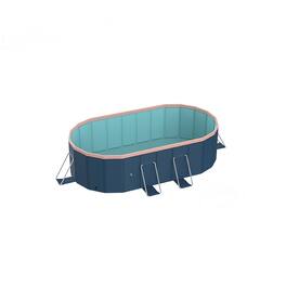 Anysun - 2.1m PVC Folding Pool with Aluminum Alloy Bracket, Not Inflatable, Outdoor Summer Cooling Bath Pool - Blue Gray