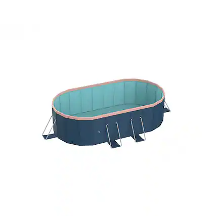 Front. Anysun - 2.1m PVC Folding Pool with Aluminum Alloy Bracket, Not Inflatable, Outdoor Summer Cooling Bath Pool - Blue Gray.