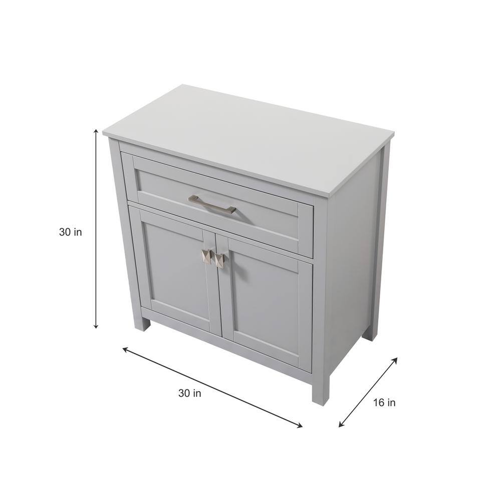 Alt View 1. Elegant Kitchen and Bath - 30 Inch Wide Bathroom Storage Freestanding Cabinet In Grey - Grey.