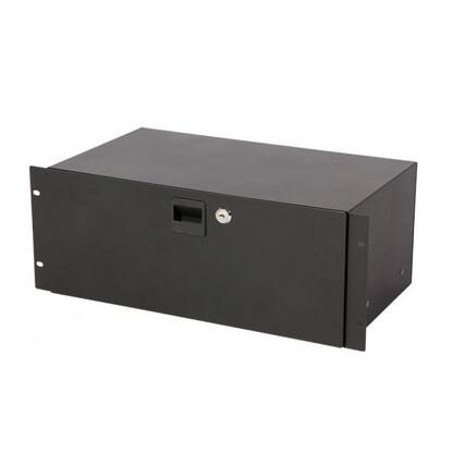 Front. On Stage Stands - OnStage RDLS4000 4U Locking Rack Drawer, Shallow (RDLS 4000) , Black - Black.