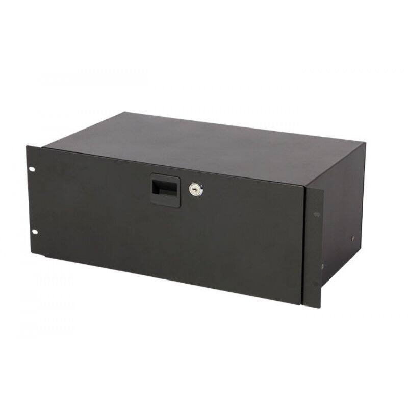 Front. On Stage Stands - OnStage RDLS4000 4U Locking Rack Drawer, Shallow (RDLS 4000) , Black - Black.