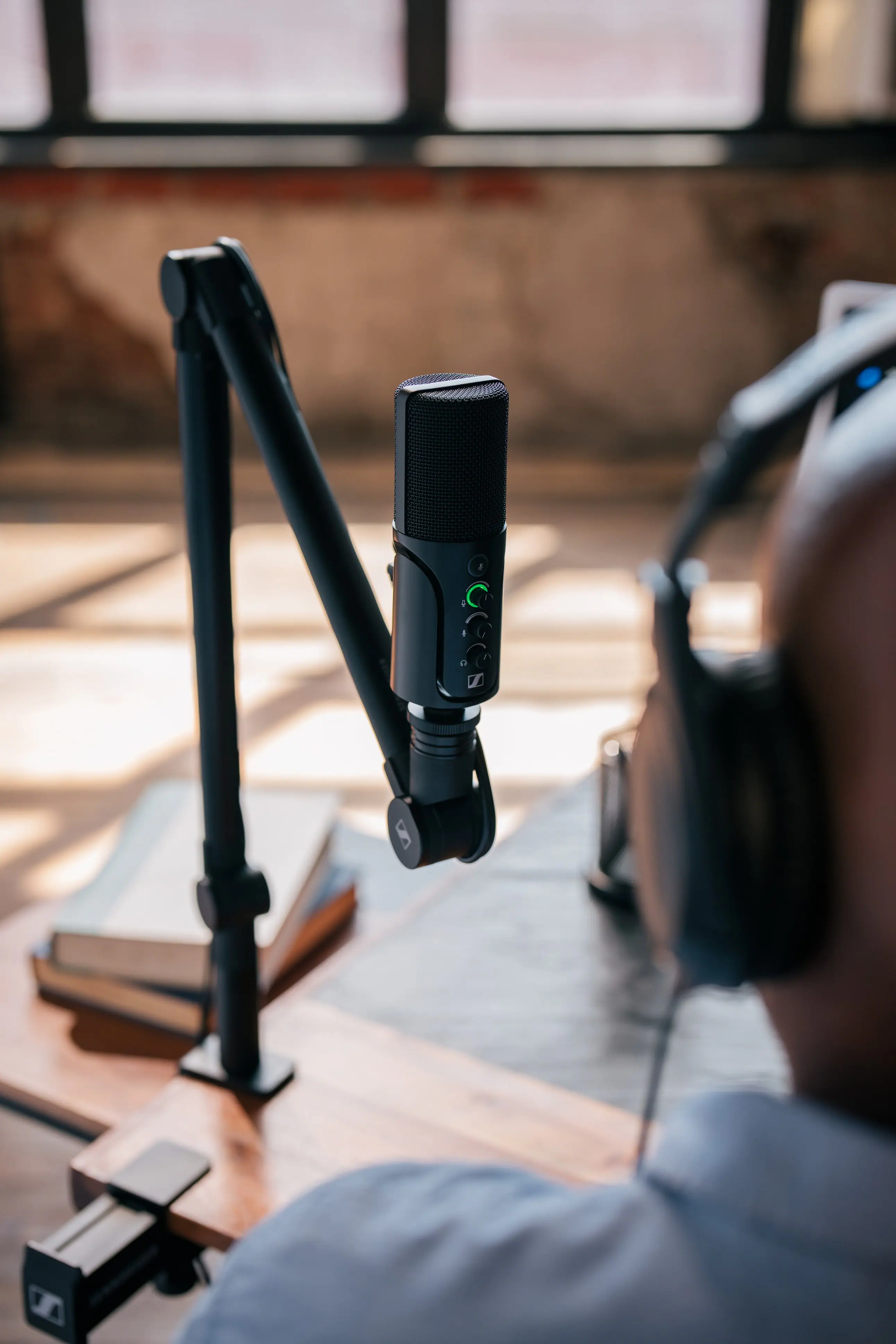 Alt View 12. Sennheiser - Profile USB Microphone Streaming Set with Boom Arm, 3 m USB-C Cable & Mic Pouch - Black.