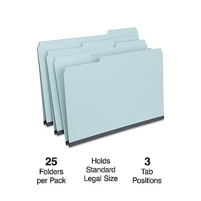 25 Folders per Pack  
Holds 3 Standard Tab Legal Size Positions