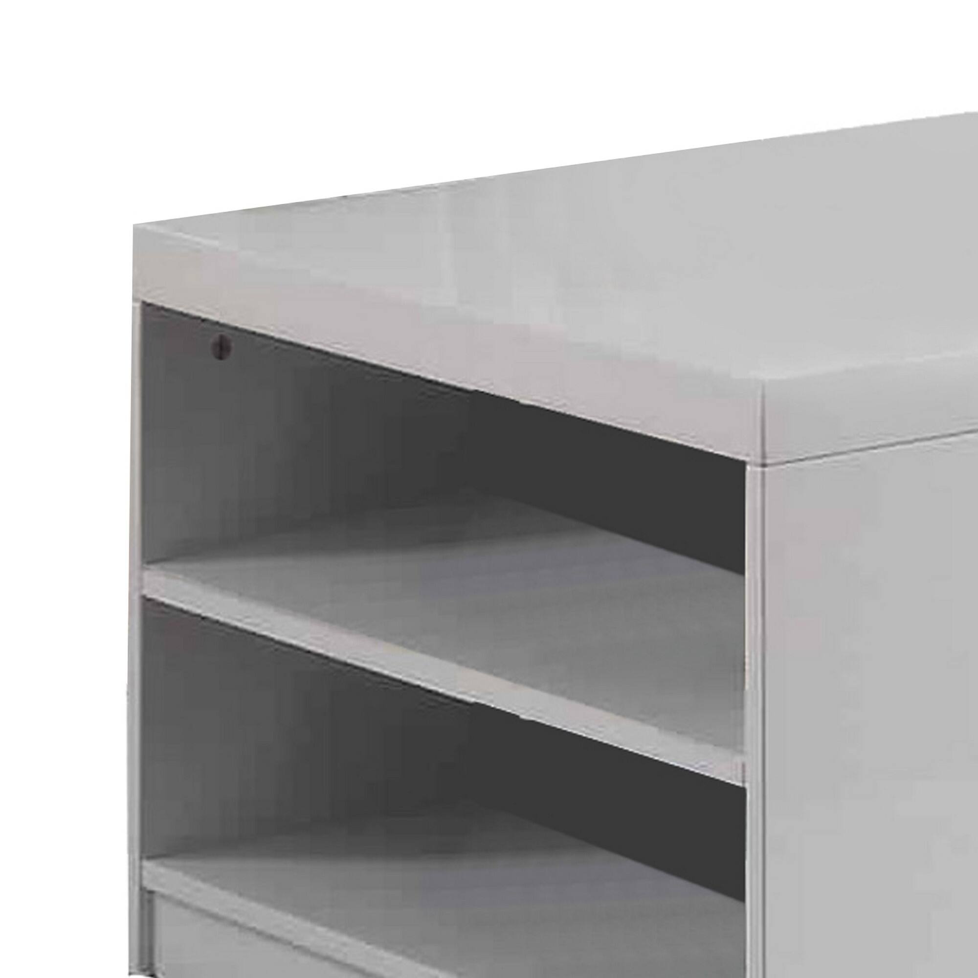 Alt View 1. Manhattan Lane - Wood and Metal Frame Coffee Table with Open Shelves - White and Chrome.