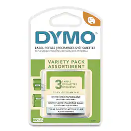 DYMO - 12331 LetraTag 0.5 in. x 13 ft. Paper/Plastic Label Tape Value Pack - (3/Pack) - Assorted