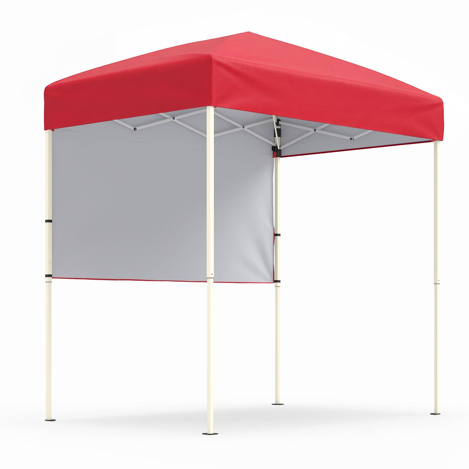 Alt View 9. Costway - Costway 6 x 4 FT Pop-Up Canopy Tent with 1 Half Sidewall, Silver-coated Canopy, Carry Bag - Red.