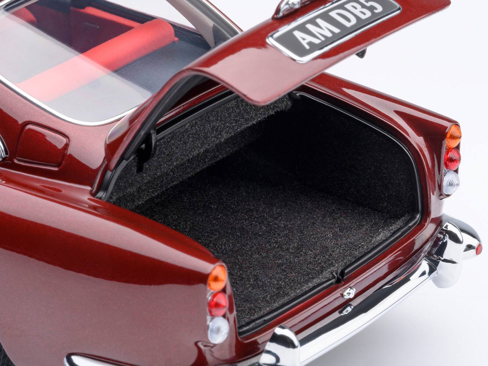 Alt View 6. Autoart - Aston Martin DB5 RHD (Right Hand Drive) Dubonnet Rosso Red Metallic 1/18 Model Car by Autoart.