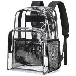 Vulpecula Spade - Transparent Backpacks See Through Backpack Clear Backpack Heavy Duty for College,Work,Security - Black