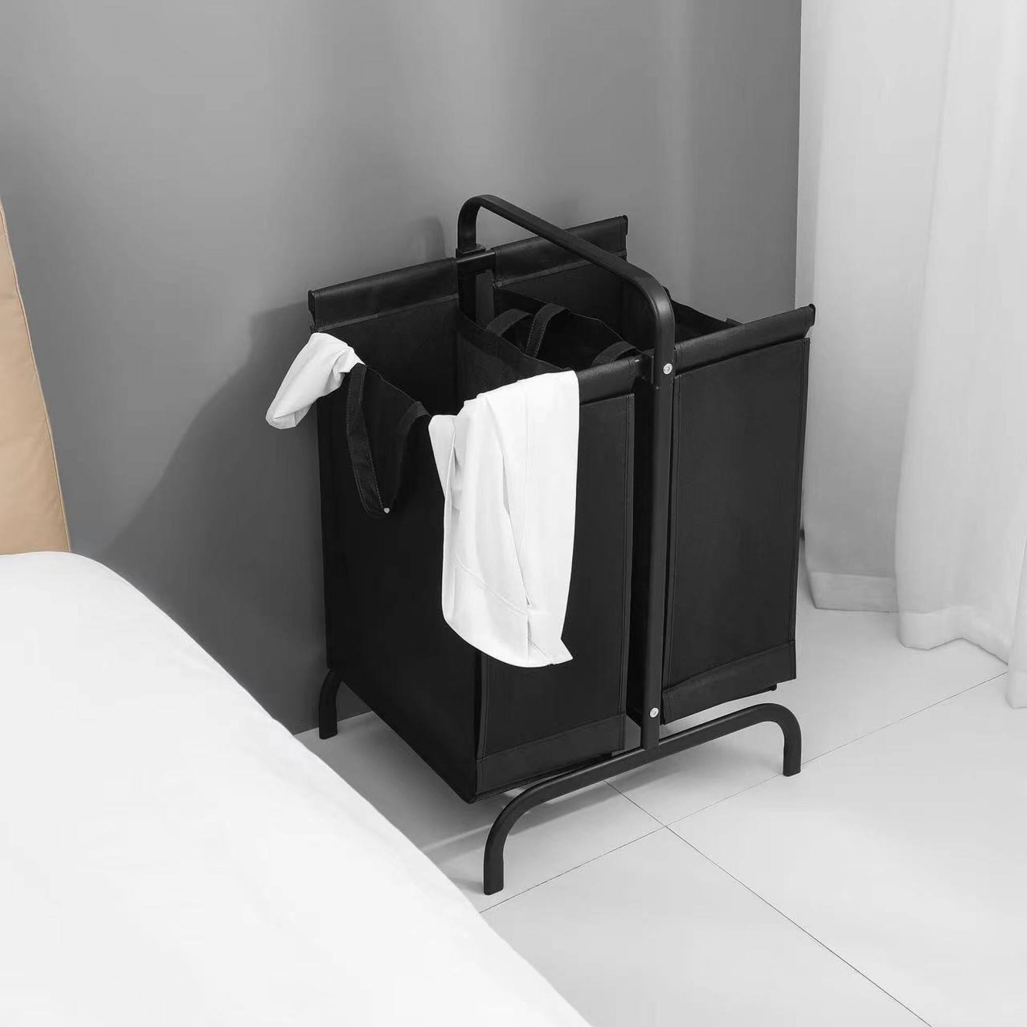 Alt View 2. ELEMENT ACE - Large Two-Tier Laundry Hamper with Sorting Cards and Lid for Efficient Clothes and Toys Storage - Black.