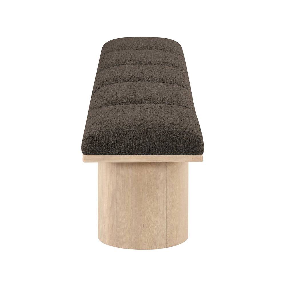 Alt View 2. Meridian Furniture - Pavilion Brown Boucle Fabric Bench - Brown.