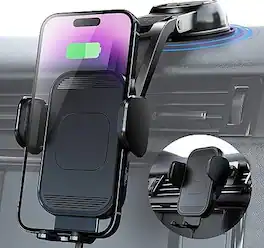 PRIMEPLUS - CC54 15W Magnetic Wireless Car Charger Mount, 220° Fully Adjustable Arm, Compatible with iPhone & Android - Black