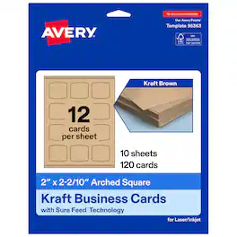 Avery - Arched Business Cards, 2" x 2-2/10", Kraft 120 Total - Brown