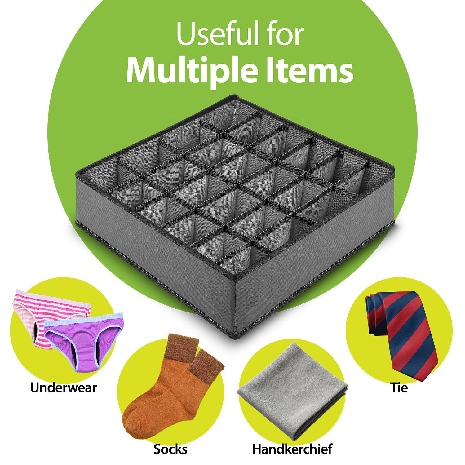 Useful for Multiple Items

- Underwear
- Socks
- Handkerchief
- Tie