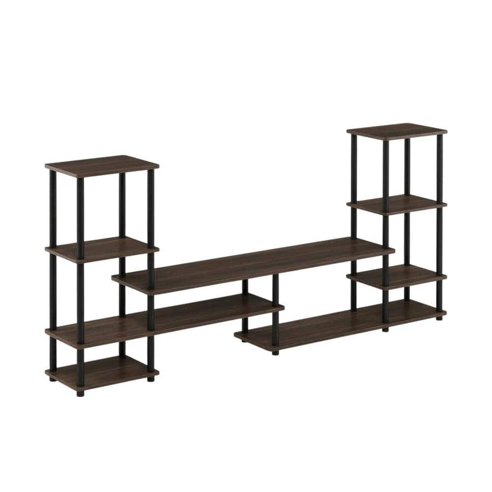 FurniFact - Modern Entertainment Center/Black with Spacious Shelves and Storage - Espresso