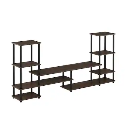Front. FurniFact - Modern Entertainment Center in Espresso/Black with Spacious Shelves and Storage - Espresso.