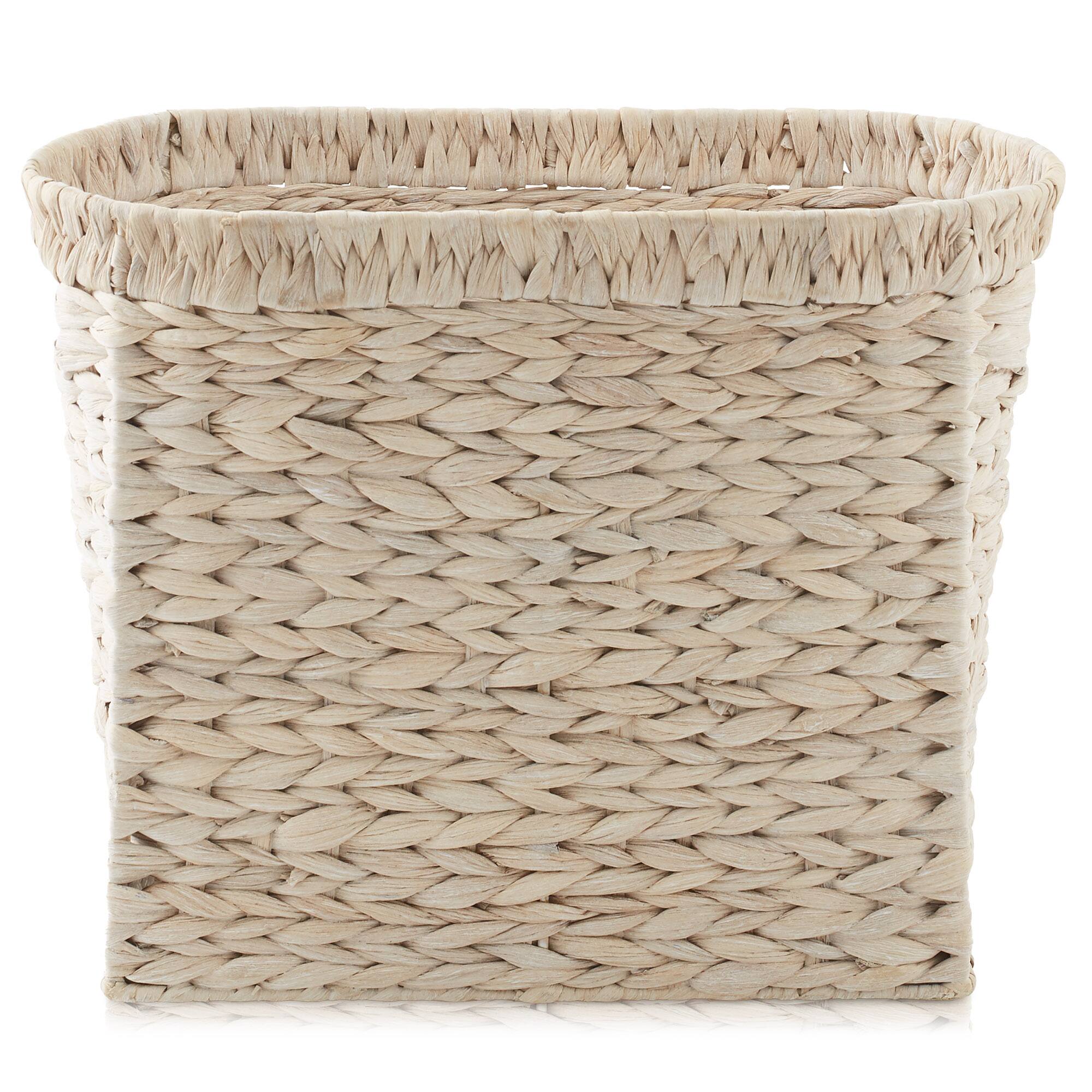 Alt View 3. Casafield - Magazine Holder Storage Basket Bin with Handles - Seagrass Hyacinth Woven Bins - Whitewash - Hyacinth.