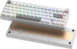 Womier - SK65 Wireless 60% Mechanical Gaming Keyboard with Knob, QMK/VIA Aluminium Keyboard for PC - Silver