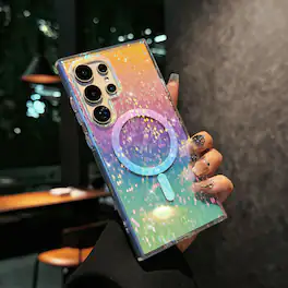 UUCOVER - For Samsung Galaxy S25 Ultra Glitter Magnetic Case, Compatible with Magsafe, Colorful Gradient Bling Transparent Cover - D