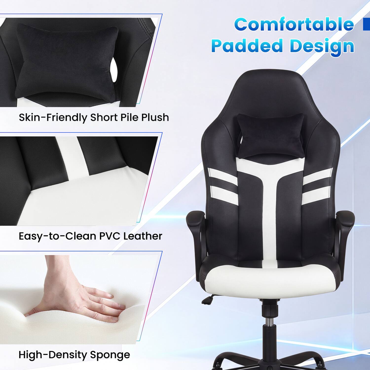 Comfortable Padded Design

Skin-Friendly Short Pile Plush

Easy-to-Clean PVC Leather

High-Density Sponge