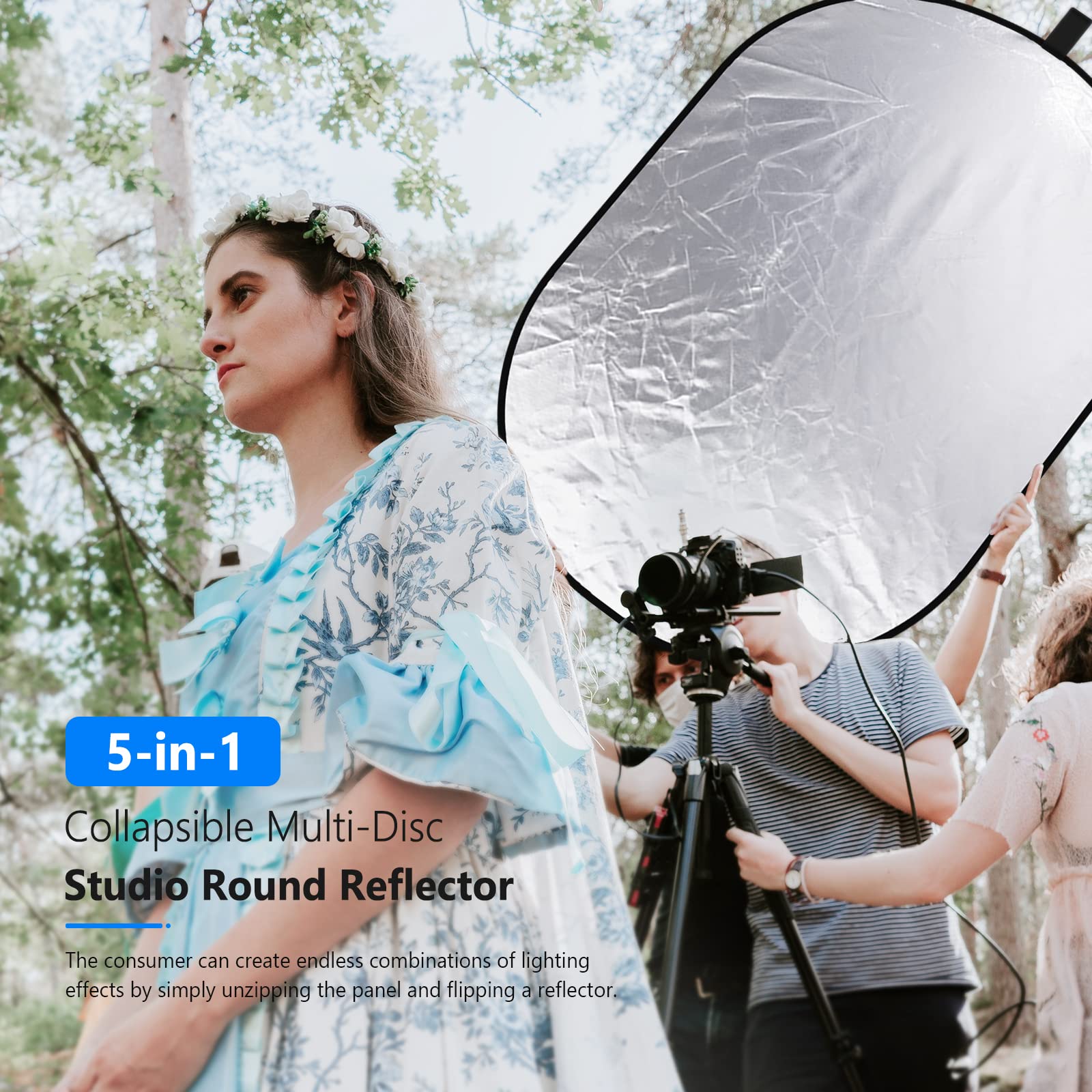 5-in-1 Collapsible Multi-Disc Studio Round Reflector

The consumer can create endless combinations of lighting effects by simply unzipping the panel and flipping a reflector.
