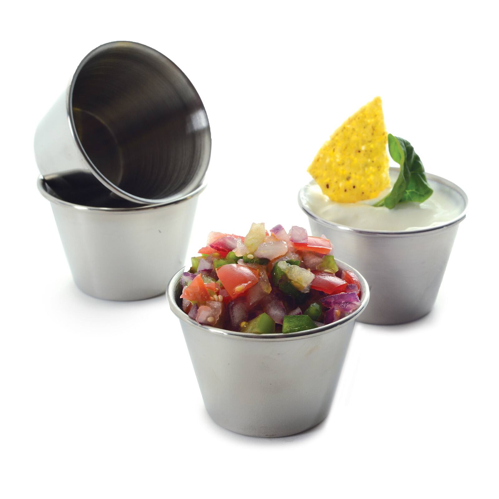 Alt View 4. Norpro - Stainless Steel Butter and Sauce Cups, Set of 4 - White.