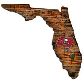 Fan Creations - Tampa Bay Buccaneers 23.5" x 23.5" Distressed State with Logo Sign - Multicolor