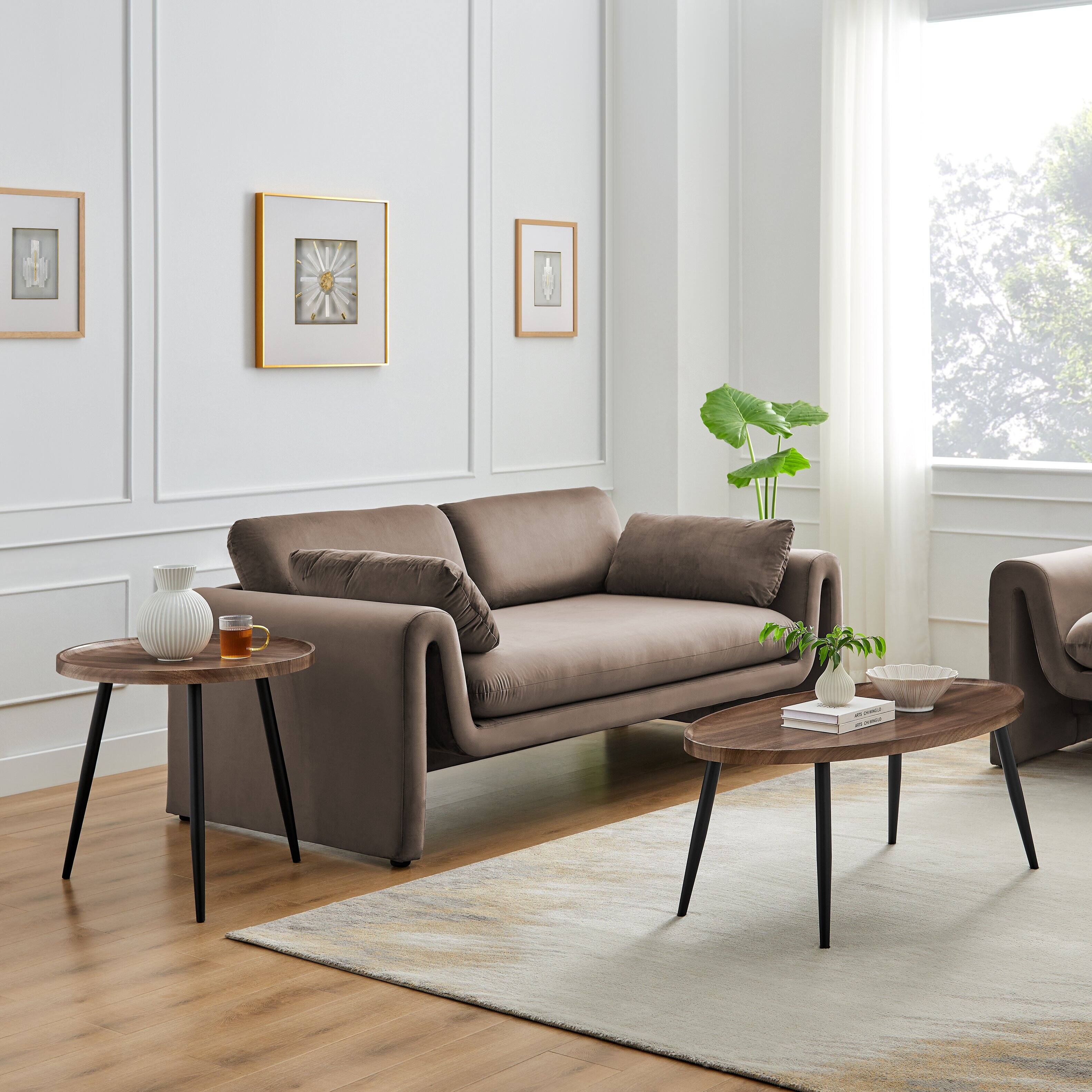 Alt View 4. Danya B - Paxton Raised Lip Edge Side Table - Round - Walnut - Walnut, Black.