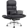 Front. KERDOM - Big Tall Office Chair with Reversible Arm, PU Leather Executive Manager Boss Chair with Lifting Headrest & Lumbar Pillow - Black.