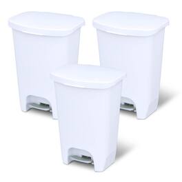 Glad - Kitchen Trash Can with Lid and Garbage Bag Rings, 13 Gal, 3 Pack - White