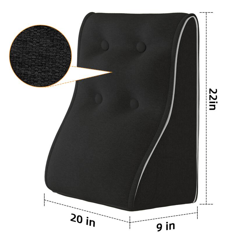 Left. wowmax - Bed Wedge Pillow for Sleeping - Acid Reflux, Snoring & Back Relief Pillow with Washable Cover, Black - Black.