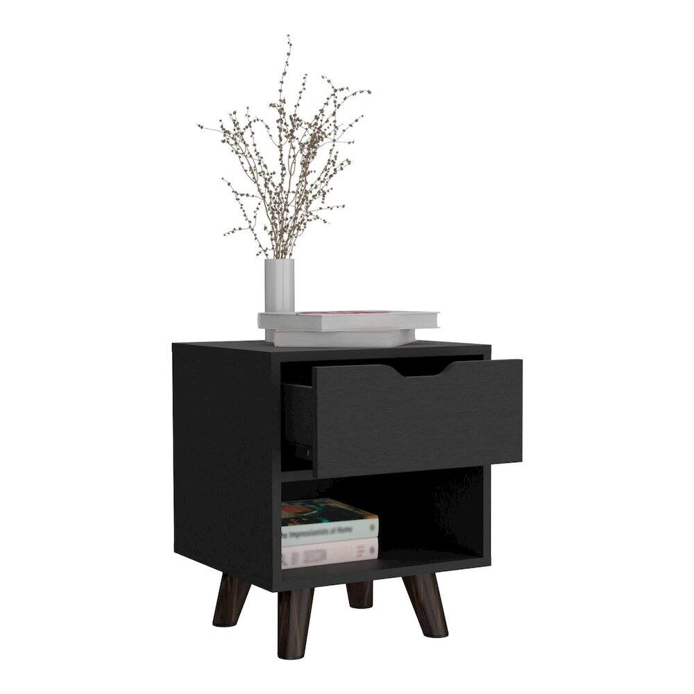 Alt View 1. TuHome - Crail Nightstand Black MDF - Black.
