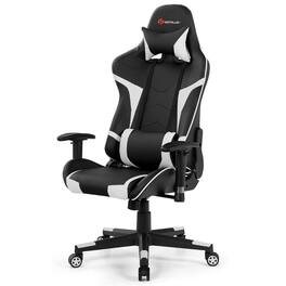 WELLFOR - Reclining Swivel Massage Gaming Chair with Lumbar Support - White