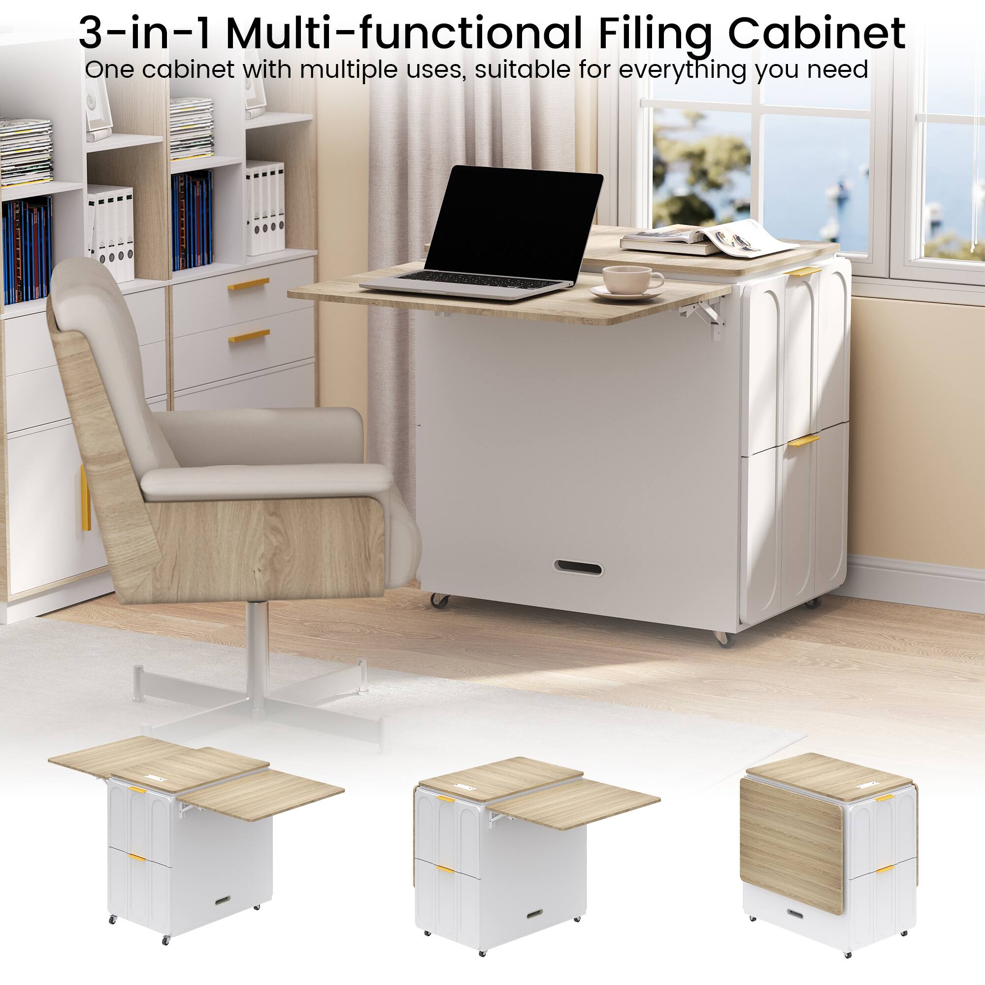 3-in-1 Multi-functional Filing Cabinet  
One cabinet with multiple uses, suitable for everything you need