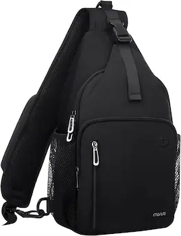 mosiso - Sling Bag Crossbody Shoulder Bag Travel Hiking Daypack Chest Bag with Front Square Pocket&USB Charging Port - Black