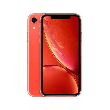 Front. Apple - iPhone XR A1984 (Fully Unlocked) 64GB w/ Pre-Installed Tempered Glass - Coral.