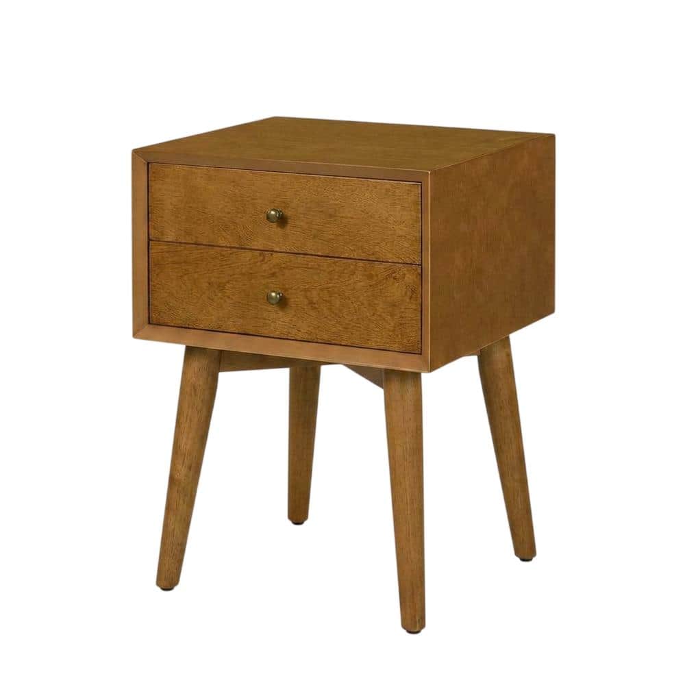 FurniFact - Modern nightstand with MDF and solid wood finish for bedroom storage - Acorn