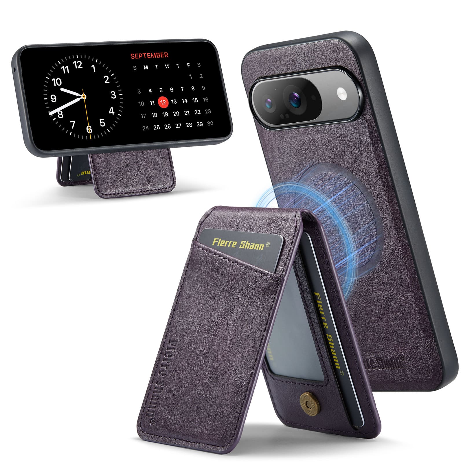 Dteck - Detachable Magnetic Wallet Case For Google Pixel 10 Pro XL Shockproof Leather RFID Blocking Flip Kickstand Cover - Purple