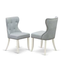 East West Furniture - East-West Furniture AVSI5-LWH-15 - A dining room table set of 4 excellent parson chairs with Linen Fabric Baby Blue - Linen White