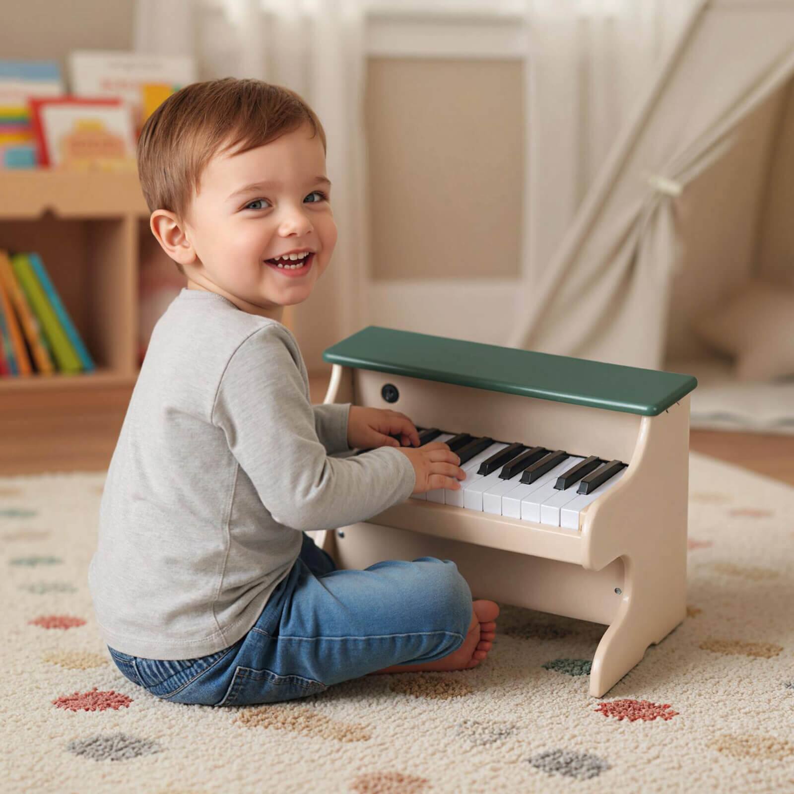 Alt View 3. Costway - Costway 25 Keys Kids Piano Piano Keyboard Toy for 3+ Boys & Girls Realistic Sound - Beige,Green.