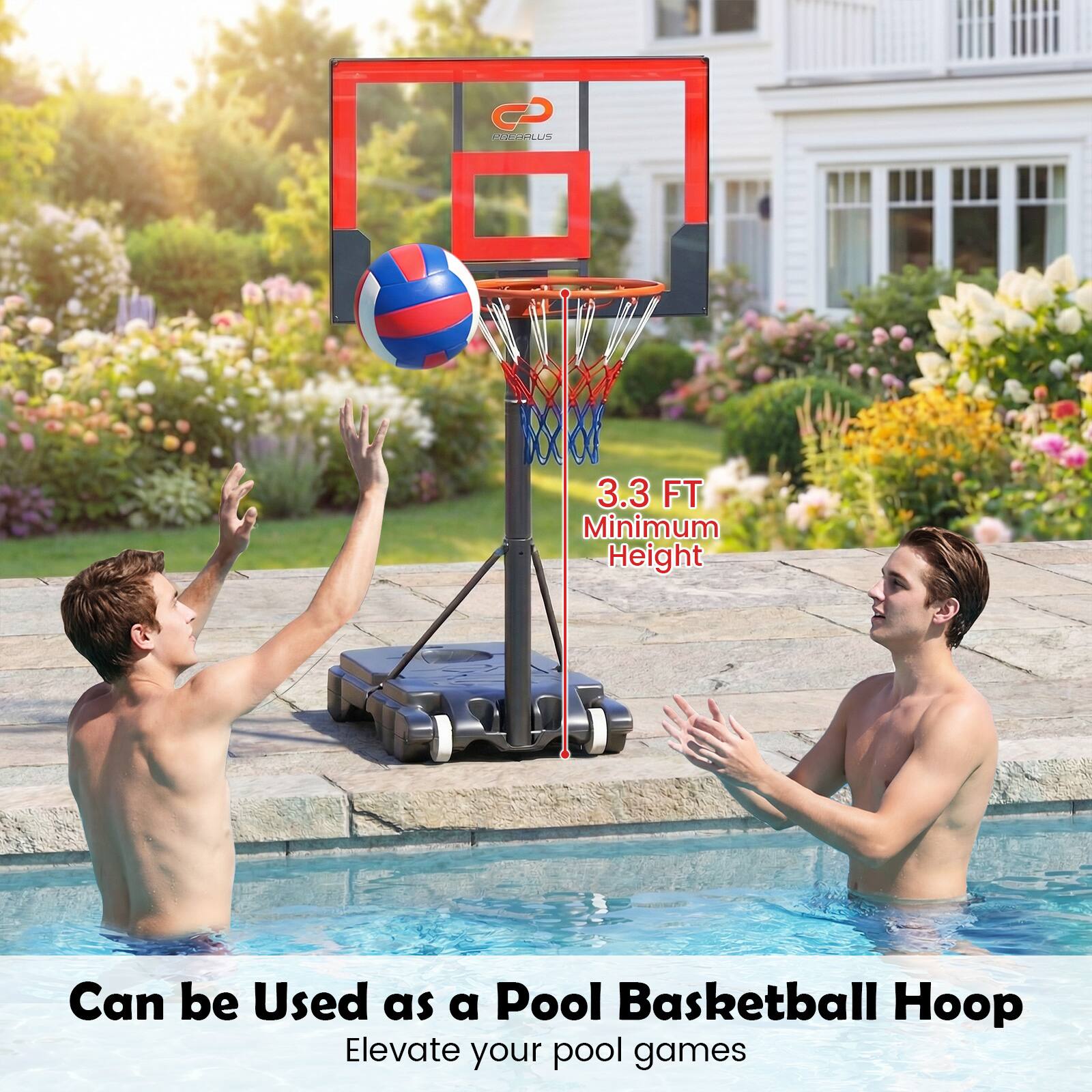 C ERENUS 3.3 FT Minimum Height Can be Used as a Pool Basketball Hoop Elevate your pool games
