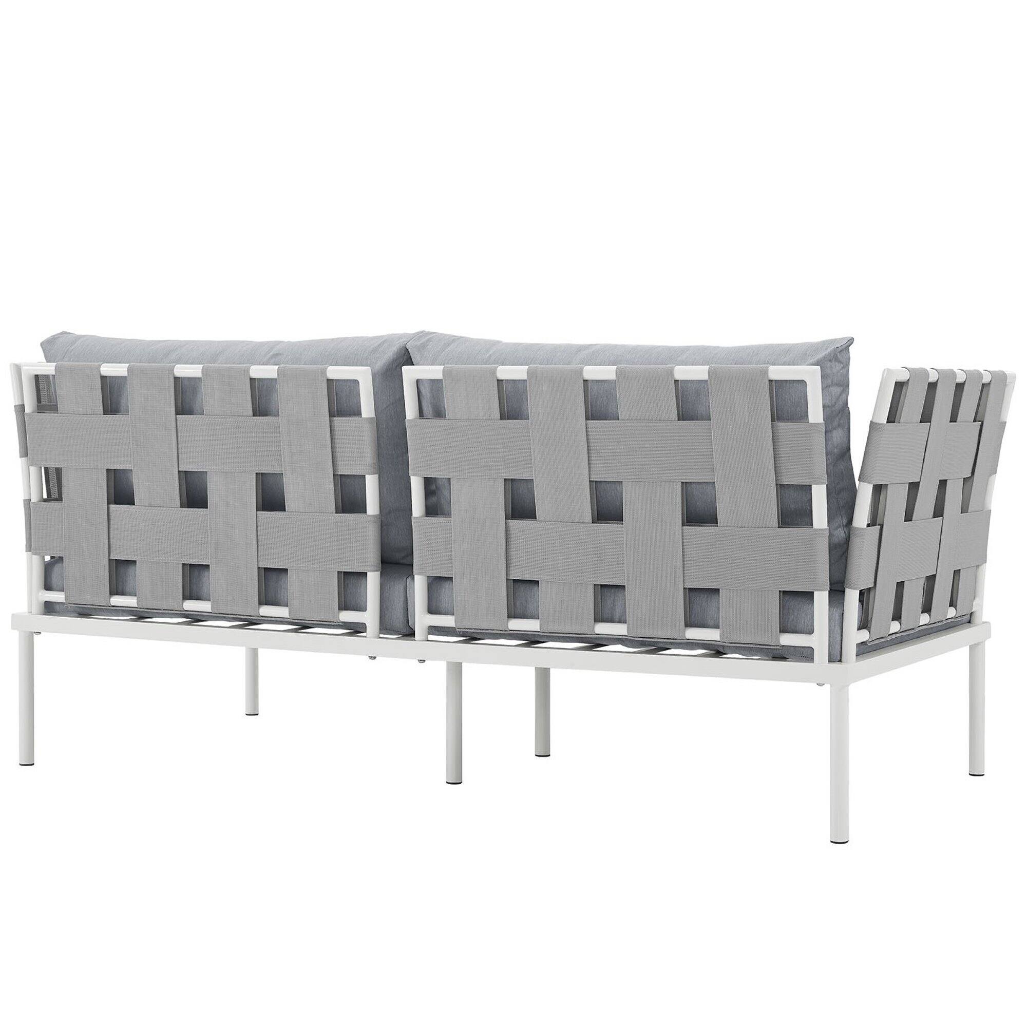 Back. Modway - Harmony Outdoor Patio Aluminum Loveseat by Modway - White Gray.