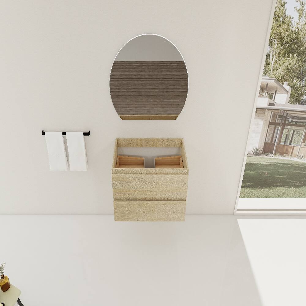 Alt View 1. Loheer - Loheer 30 inch wall mounted bathroom vanity Light Oak Plywood Base Only - Light Oak.
