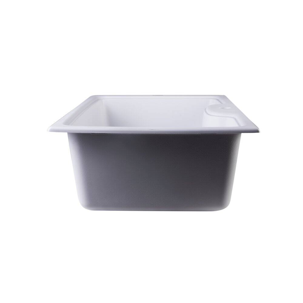 Alt View 3. Alfi - ALFI brand White 35 Drop-In Single Bowl Granite Composite Kitchen Sink - White.