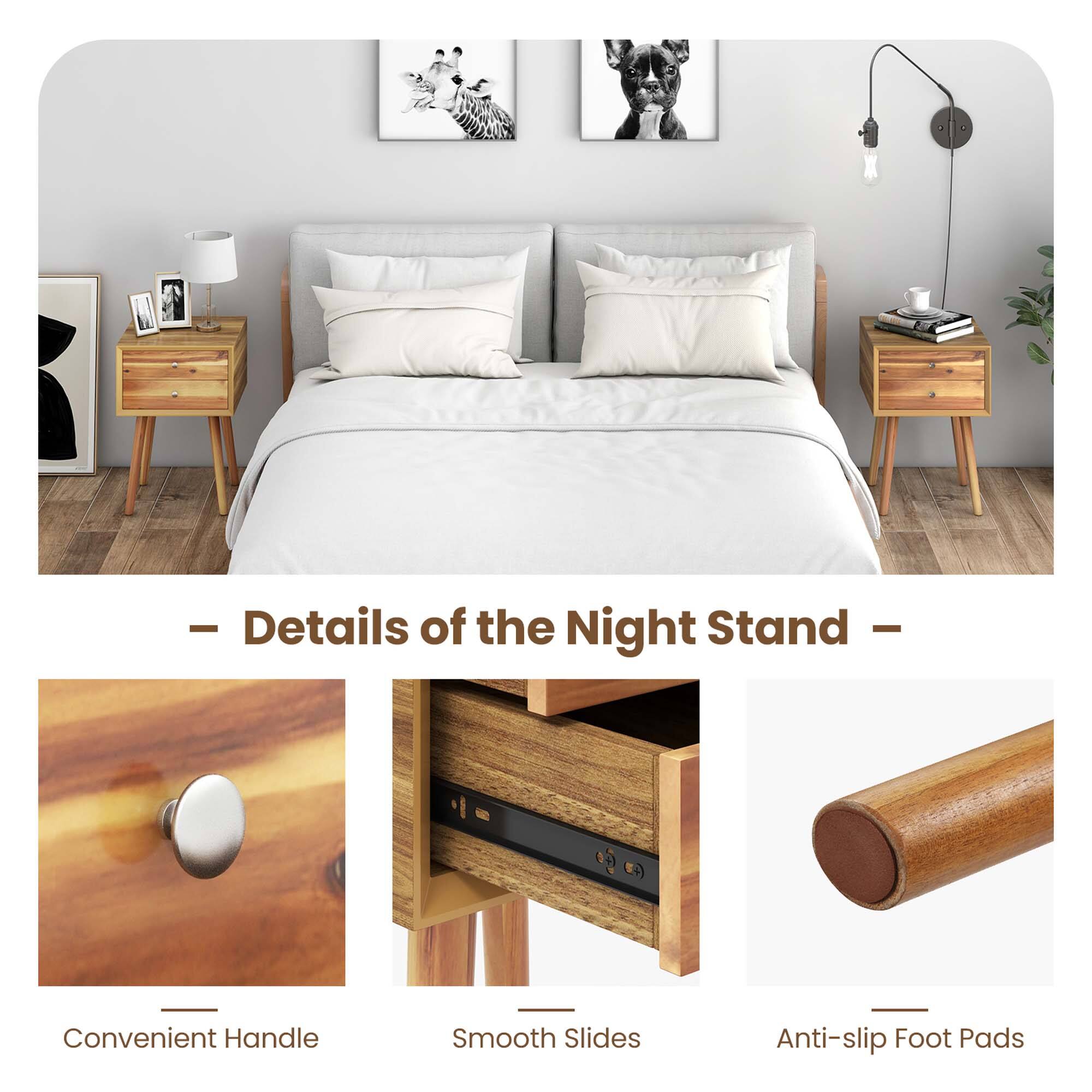 Details of the Night Stand:
- Convenient Handle
- Smooth Slides
- Anti-slip Foot Pads