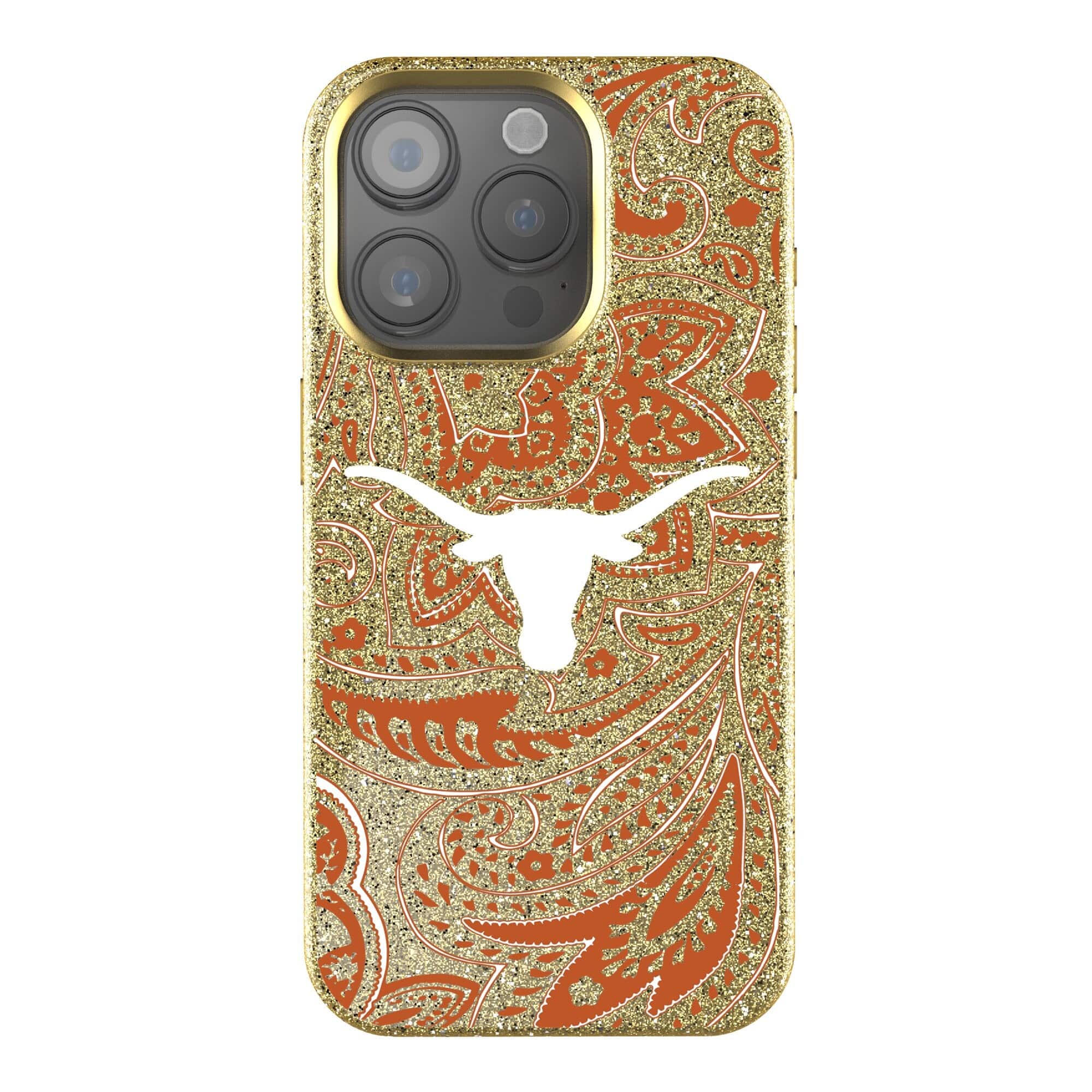 Keyscaper - NCAA - Texas Longhorns Paisley Bling iPhone Case - 15 Plus - Gold