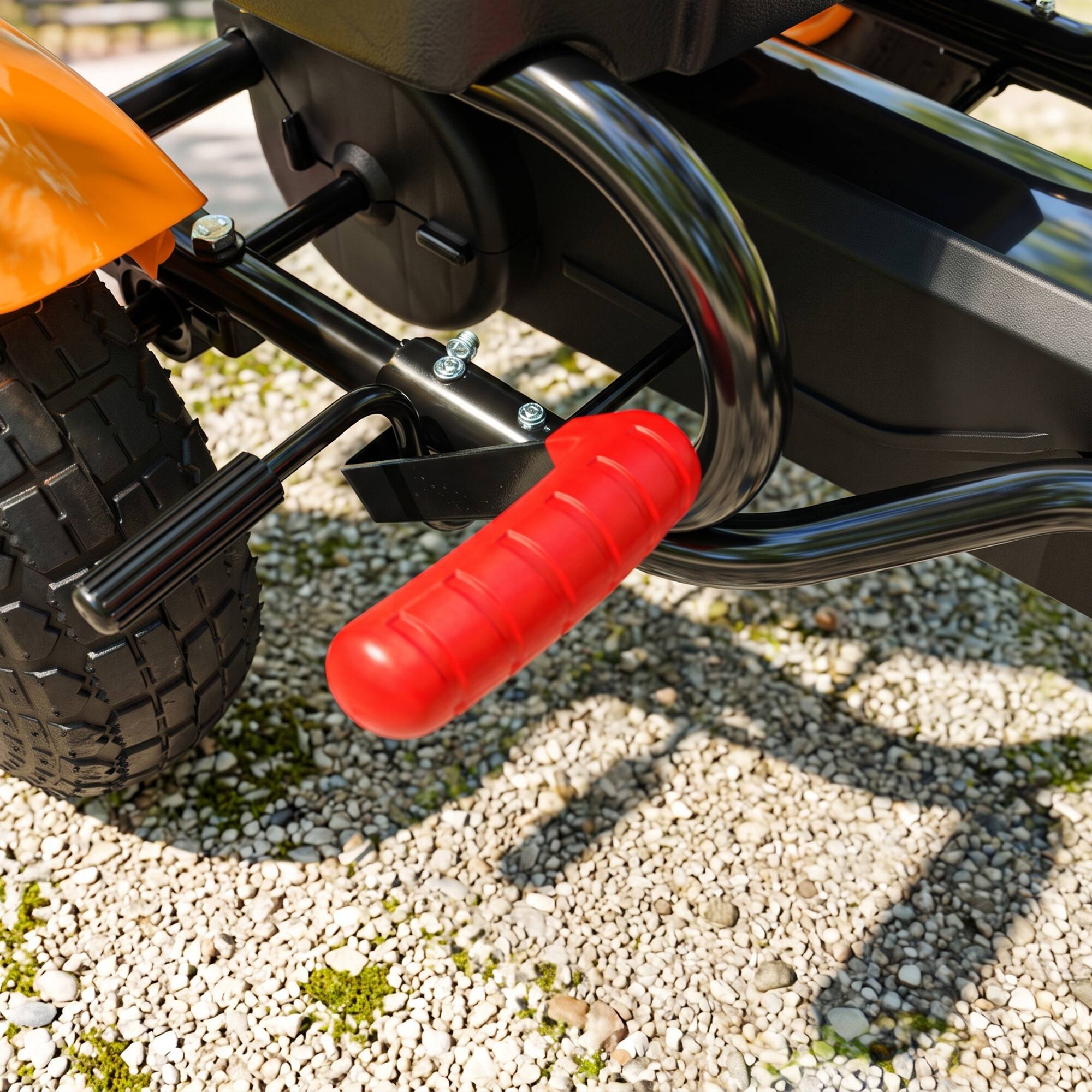 Alt View 8. Aosom - Pedal Go Kart, Outdoor Ride on Toys with Adjustable Seat, Sharp Handling, Handbrake - Orange.
